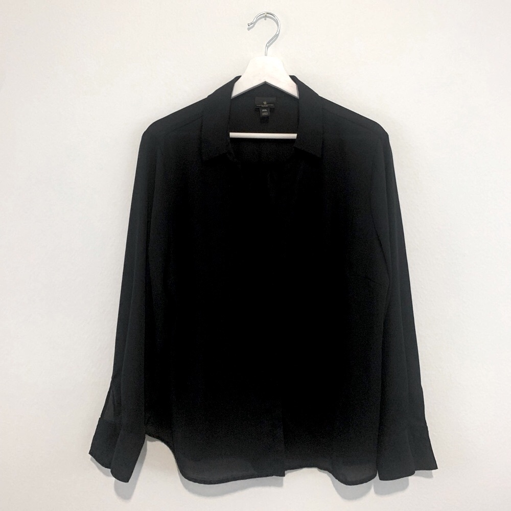 Worthington Woman's Long Sleeve Blouse Pretty Top Sexy Button Down Petite XL